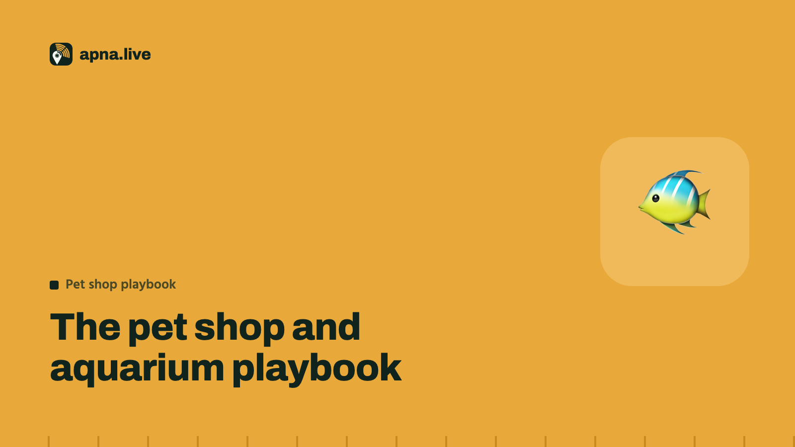 The pet shop and aquarium playbook