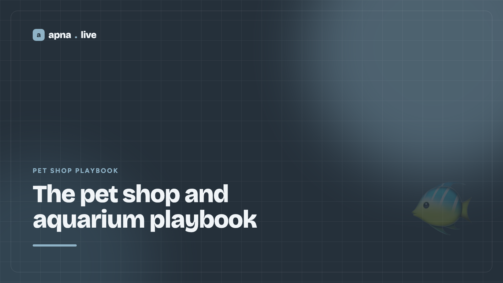 The pet shop and aquarium playbook